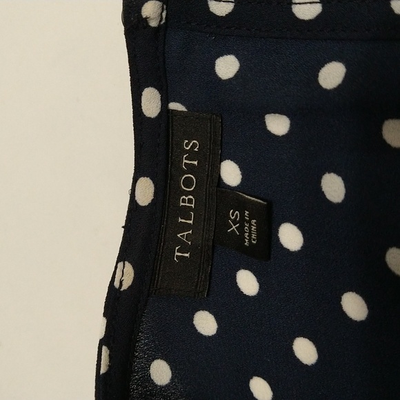 Talbots Ruffle Polka Dot Navy Blue & White Pull Over Oversized Top Size XS #W890 - Picture 4 of 10